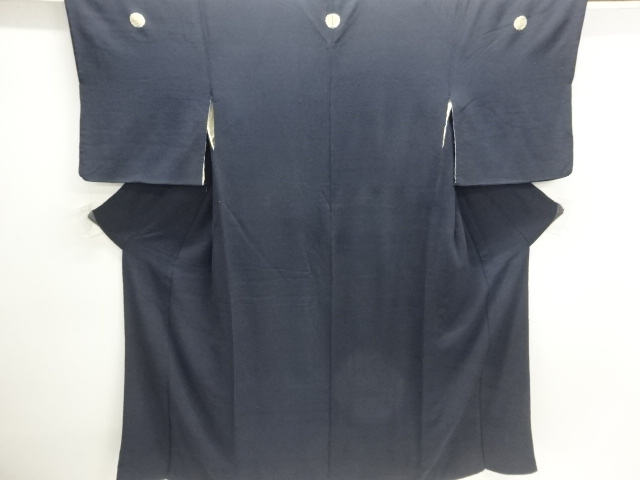 アンティーク　縮緬地時代衣裳三ツ紋着物